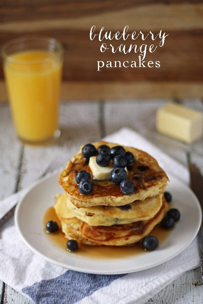 Blueberry Orange Pancakes | www.honeyandbirch.com | #BlueberryPancakeDay #breakfast