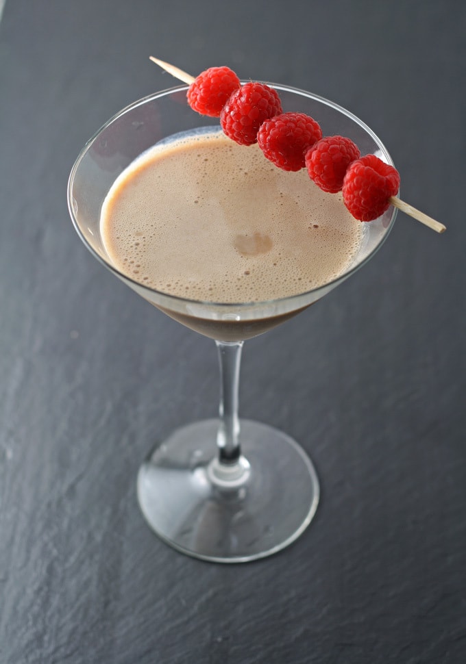 Chocolate Raspberry Martini | #cocktail honeyandbirch.com