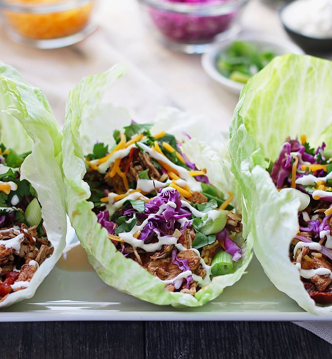 These slow cooker chicken taco lettuce wraps are going to be your new