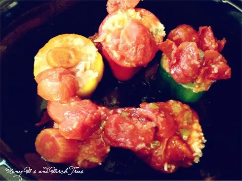 Slow Cooked Stuffed Fiesta Peppers | Honey Bs and Birch 