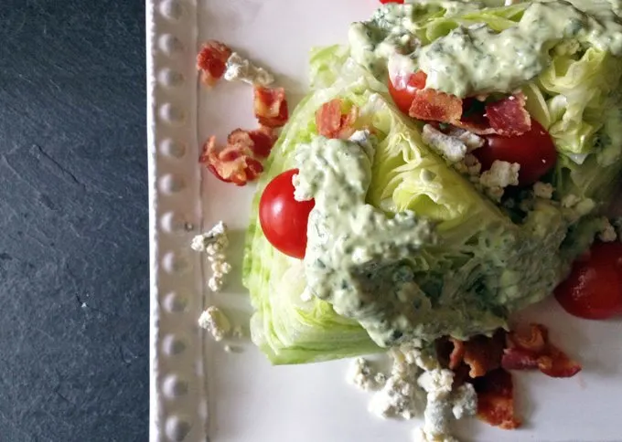 Green Goddess Wedge Salad - try this herby dressing the next time you make a wedge salad at home! | www.honeyandbirch.com