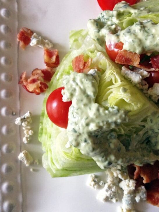 Green Goddess Wedge Salad - try this herby dressing the next time you make a wedge salad at home! | www.honeyandbirch.com