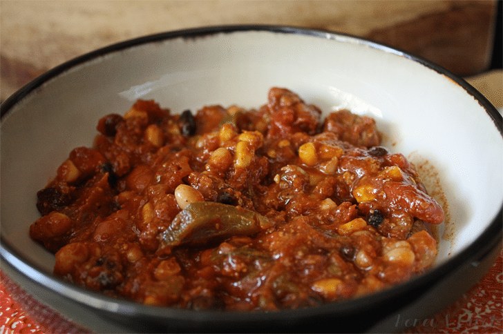 Everything but the kitchen sink chili is hearty! Full of meat and veggies, it's bound to become your favorite chili recipe.