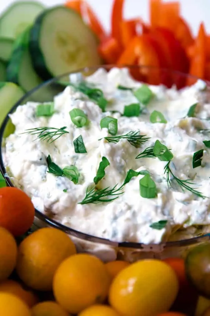 close up photo of veggie dip recipe