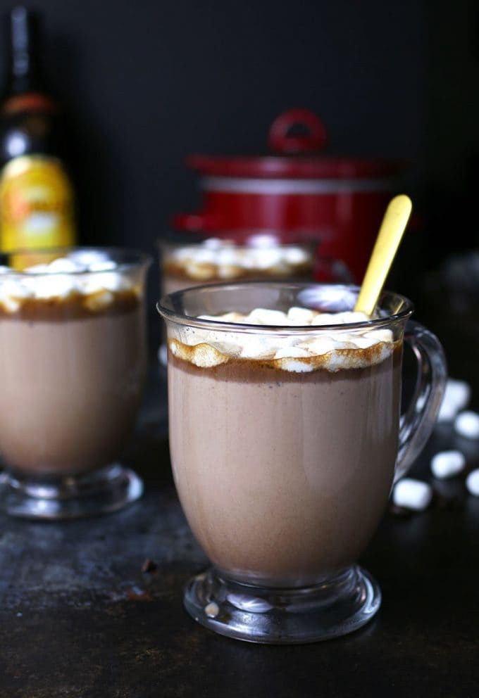 Slow cooker Kahlua hot cocoa in a mug