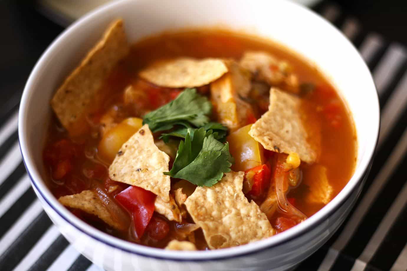 Chicken Tortilla Soup Spicy and Easy to Make with a Rotisserie Chicken