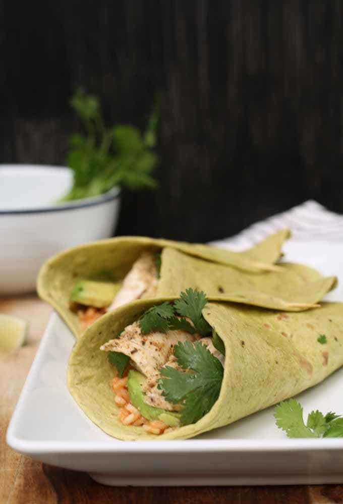 Grilled Chicken Wraps with Spanish Rice - Honey and Birch