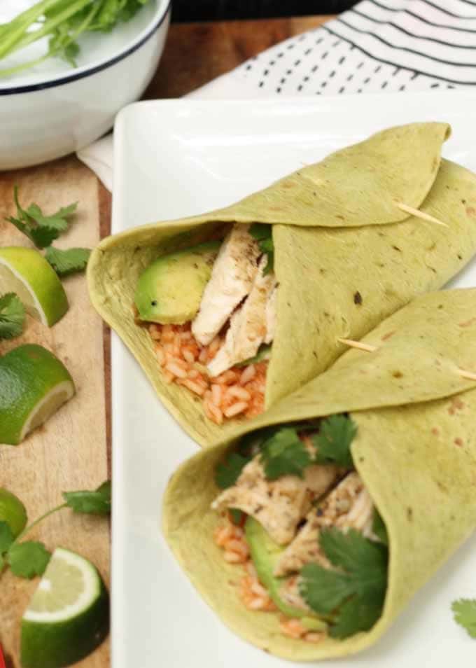 Grilled Chicken Wraps with Spanish Rice - Honey and Birch