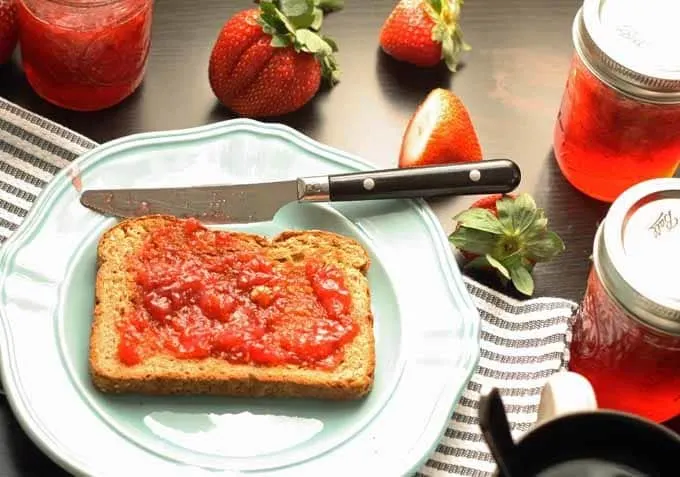 When life gives you a boatload of habanero peppers and strawberries, make some jam. Strawberry habanero jam to be exact - spicy and sweet! | www.honeyandbirch.com #canning #jam #jelly