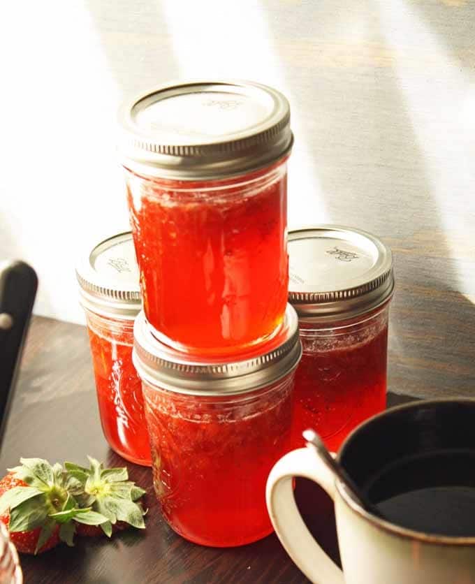 When life gives you a boatload of habanero peppers and strawberries, make some jam. Strawberry habanero jam to be exact - spicy and sweet! | www.honeyandbirch.com #canning #jam #jelly