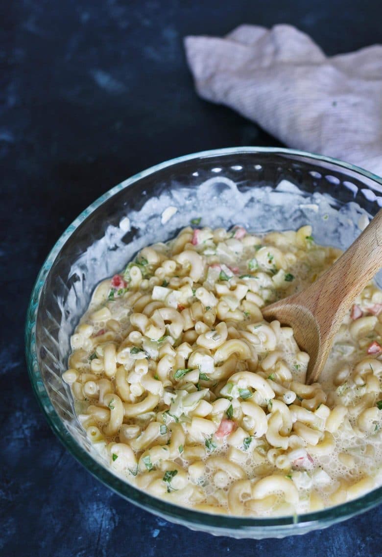 This deli style macaroni salad is perfect for backyard BBQs and holiday celebrations like Memorial Day, Labor Day and the Fourth of July!
