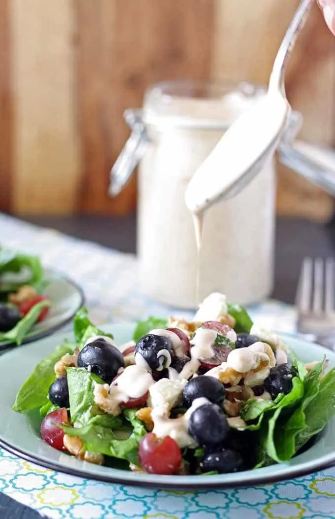 Spinach Salad with Balsamic Poppyseed Dressing | Honey and Birch