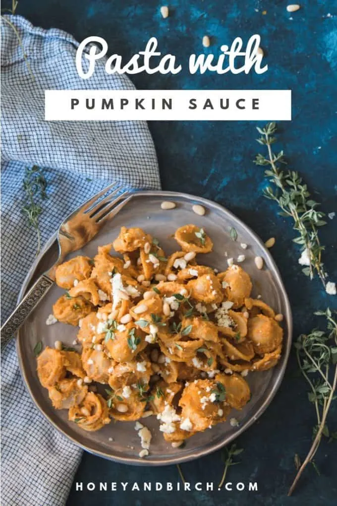 Pasta with pumpkin sauce pinterest image
