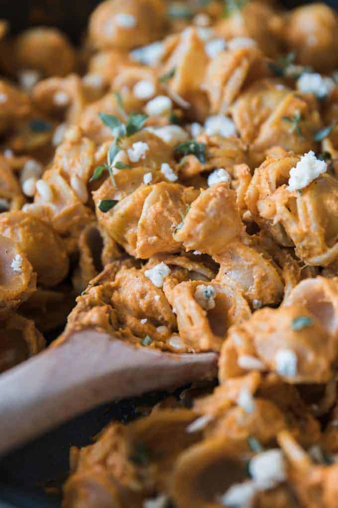 pumpkin pasta with gorgonzola cheese