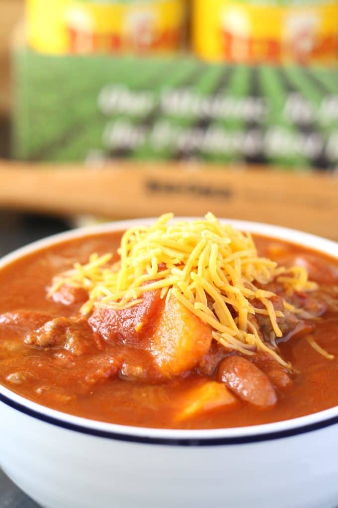 Sausage and Sweet Potato Chili and a Red Gold Tomatoes Giveaway! #slowcooker