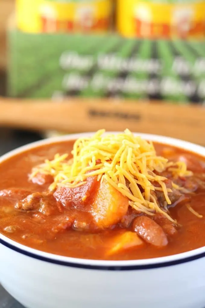 Sausage and Sweet Potato Chili and a Red Gold Tomatoes Giveaway! #slowcooker