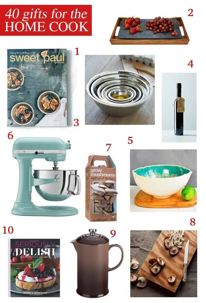 This kitchen gift guide contains 40 gifts for the home cook - perfect for amateur chefs and foodies alike! | www.honeyandbirch.com