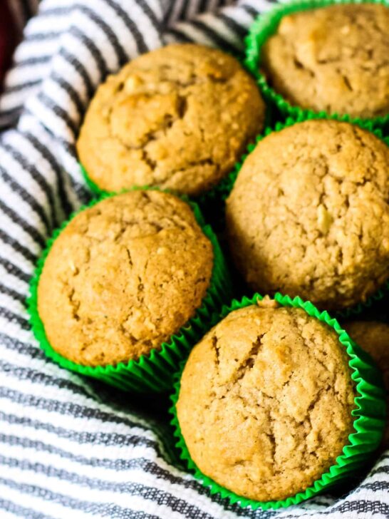 spiced apple muffins in a basket