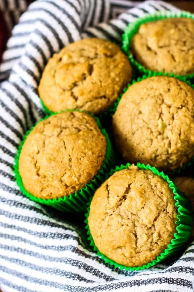 spiced apple muffins in a basket