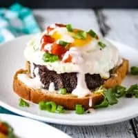 black bean breakfast sandwich open faced