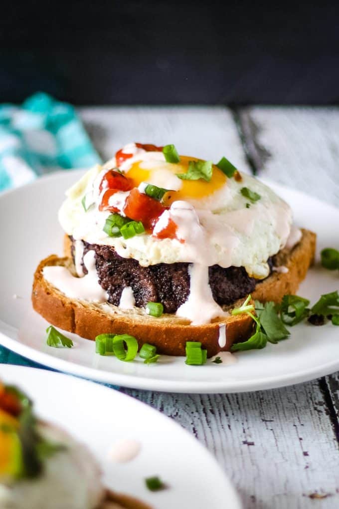 black bean breakfast sandwich open faced