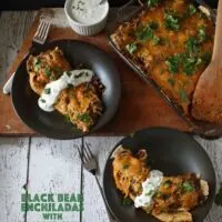 Black Bean Enchiladas with Jalapeno Crema | www.honeyandbirch.com #mexican