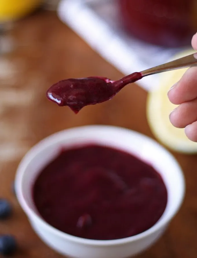 Homemade Blueberry Lemon Curd | www.honeyandbirch.com | Perfect for scones, crepes and desserts!