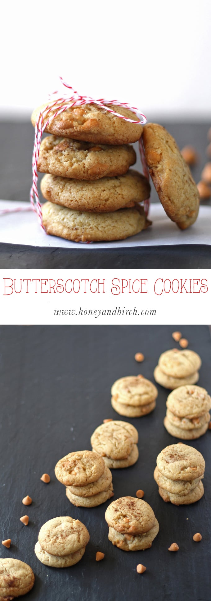 Butterscotch Spice Cookies are perfect for cookie swaps and holiday gatherings! The ginger and cinnamon are perfect with the butterscotch chips. | www.honeyandbirch.com | #christmascookies