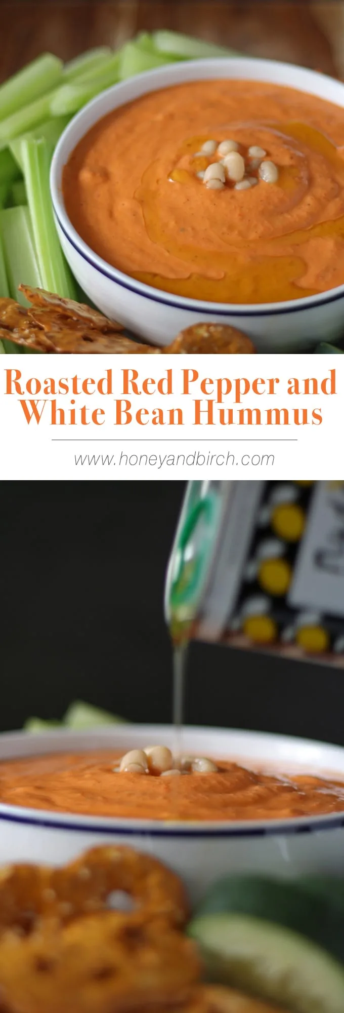 Roasted Red Pepper and White Bean Hummus | www.honeyandbirch.com | #dip