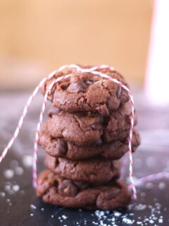 These sea salt double chocolate cookies are a crowd favorite. You can't say no to extra chocolate with sea salt in cookie form! | honeyandbirch.com