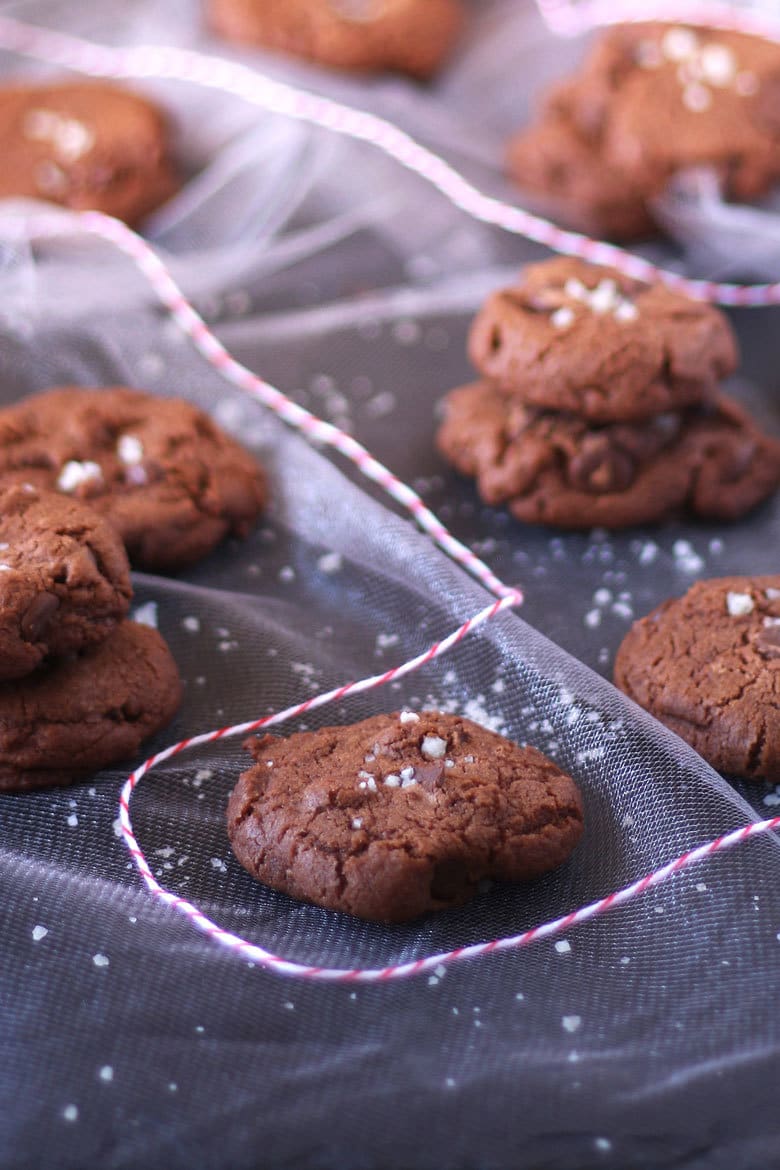 These sea salt double chocolate cookies are a crowd favorite. You can't say no to extra chocolate with sea salt in cookie form! | honeyandbirch.com