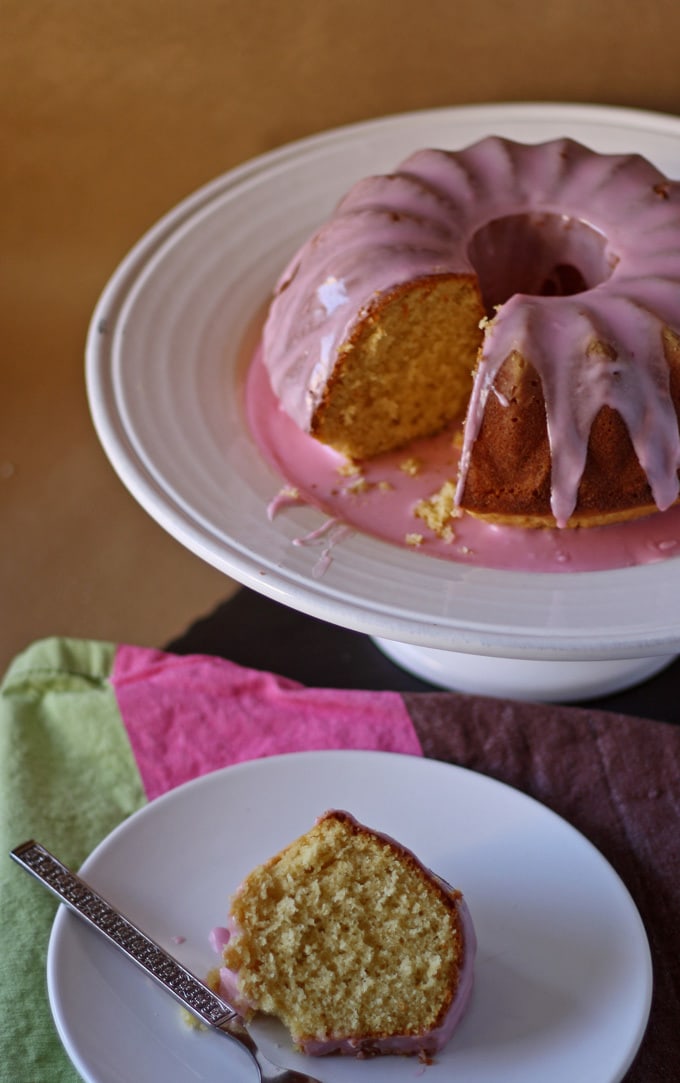 Vanilla Bean Bundt Cake with Pomegranate Glaze | www.honeyandbirch.com