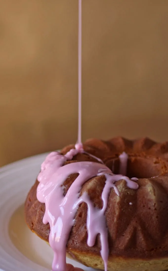 Vanilla Bean Bundt Cake with Pomegranate Glaze | www.honeyandbirch.com