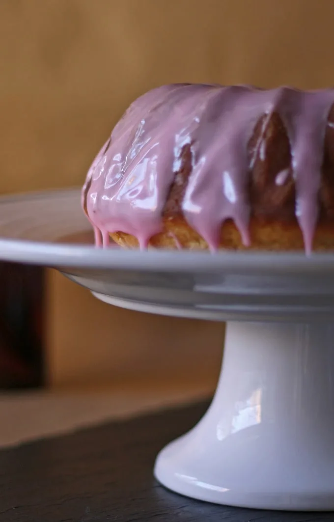 Vanilla Bean Bundt Cake with Pomegranate Glaze | www.honeyandbirch.com