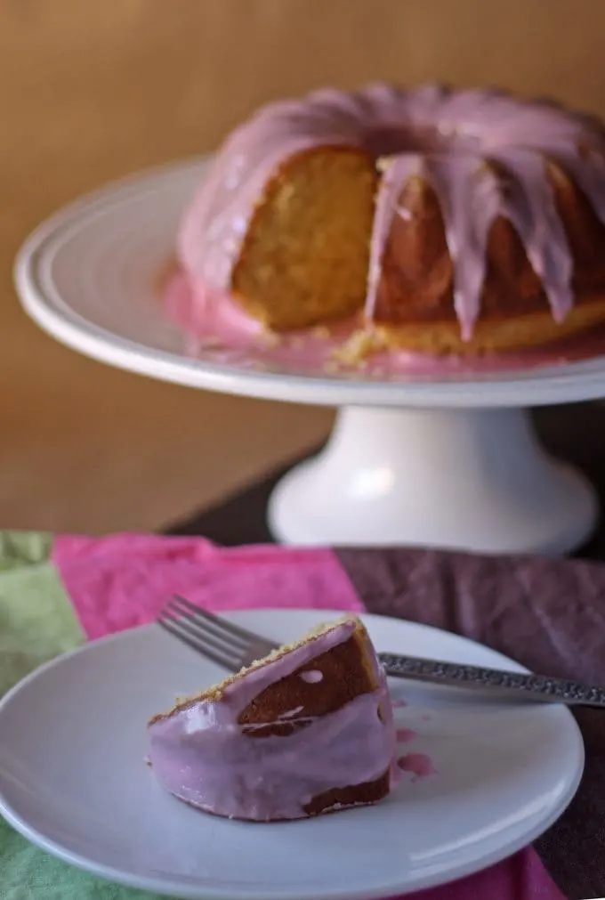 Vanilla Bean Bundt Cake with Pomegranate Glaze | www.honeyandbirch.com