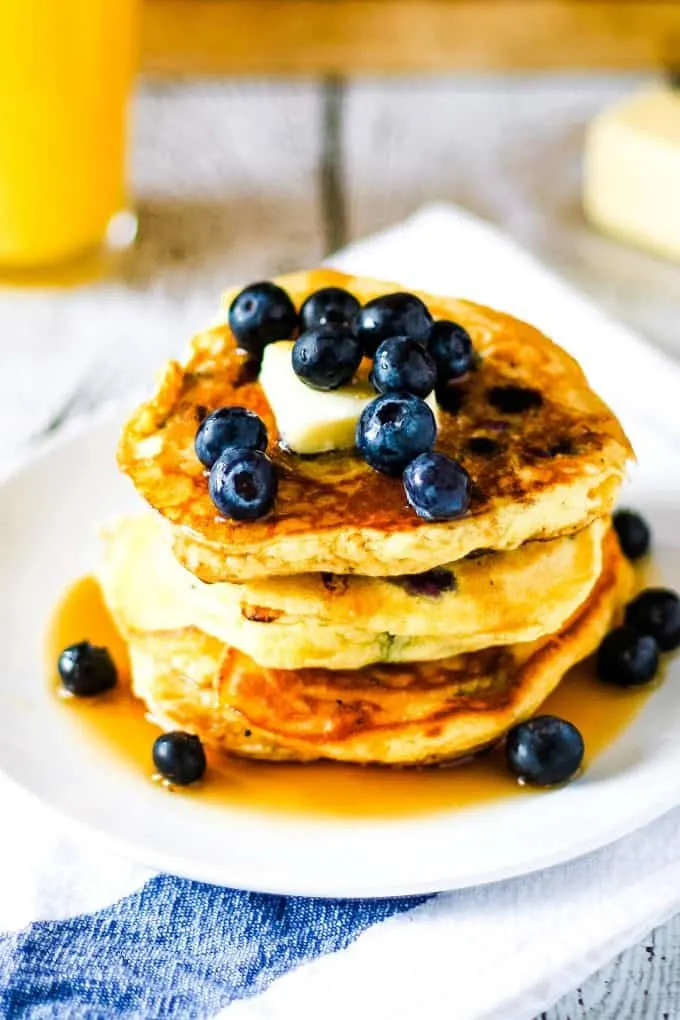 stack of blueberry orange pancakes