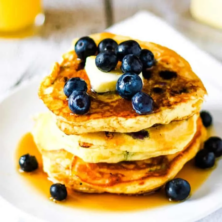 stack of blueberry orange pancakes