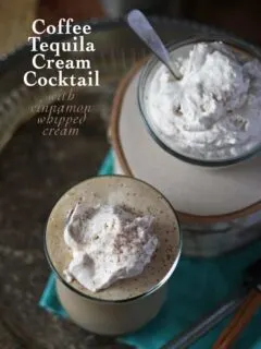 Coffee Tequila Cream Cocktail with Cinnamon Whipped Cream | www.honeyandbirch.com #drinks