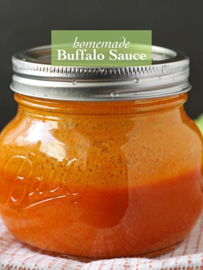 Homemade buffalo sauce in a mason jar