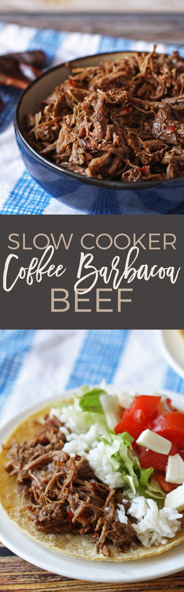 Make this slow cooker coffee barbacoa beef the next time you are in the mood for tacos, burritos or quesadillas! If you’re looking for game day recipes, this is the perfect dinner! | honeyandbirch.com