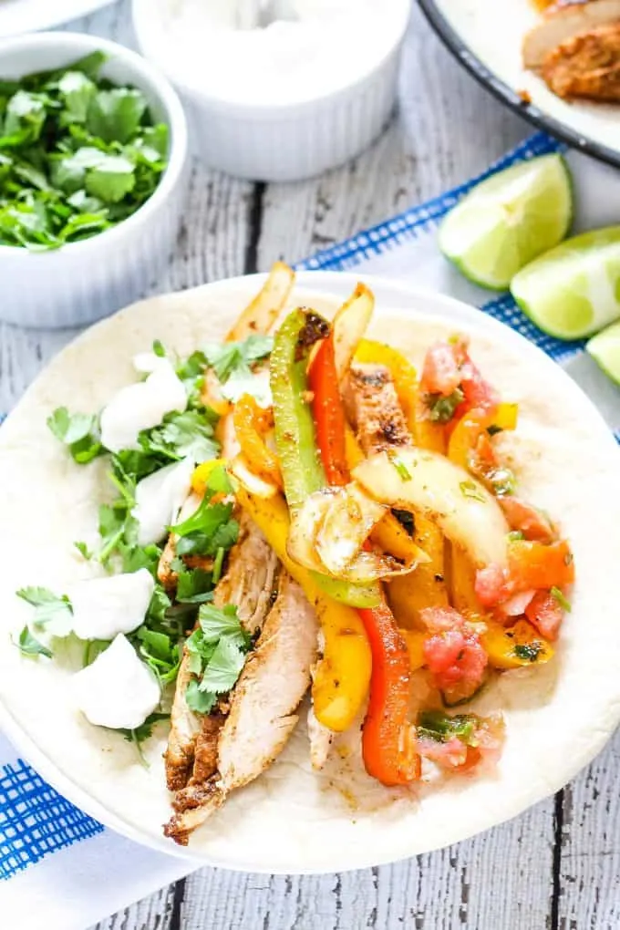 one open chicken fajita