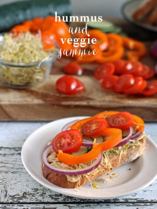 Hummus and Veggie Sammie | www.honeyandbirch.com | #lunch