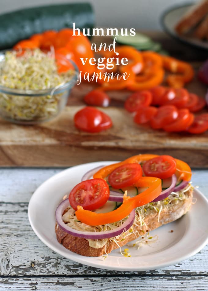 Hummus and Veggie Sammie | www.honeyandbirch.com | #lunch