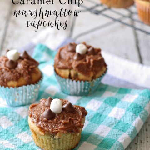 Chocolate Caramel Chip Marshmallow Cupcakes #sponsored #NestleTollHouse #DelighFulls | www.honeyandbirch.com