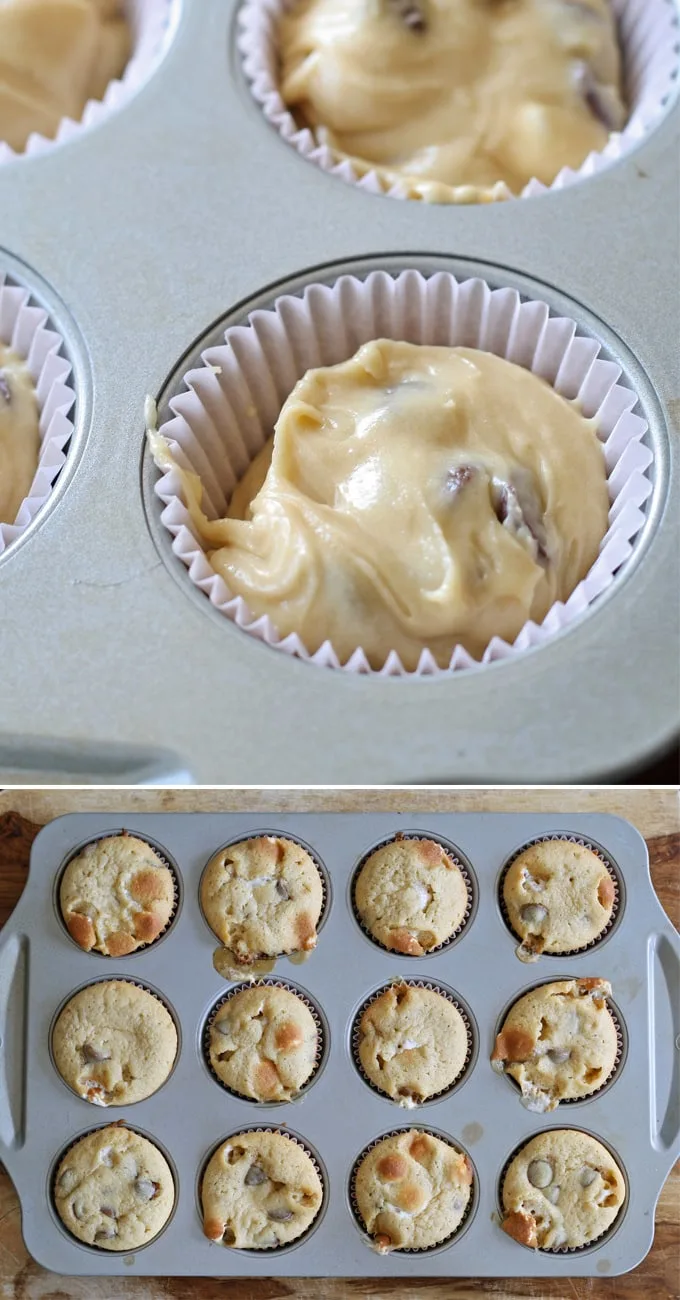 Chocolate Caramel Chip Marshmallow Cupcakes #sponsored #NestleTollHouse #DelighFulls | www.honeyandbirch.com