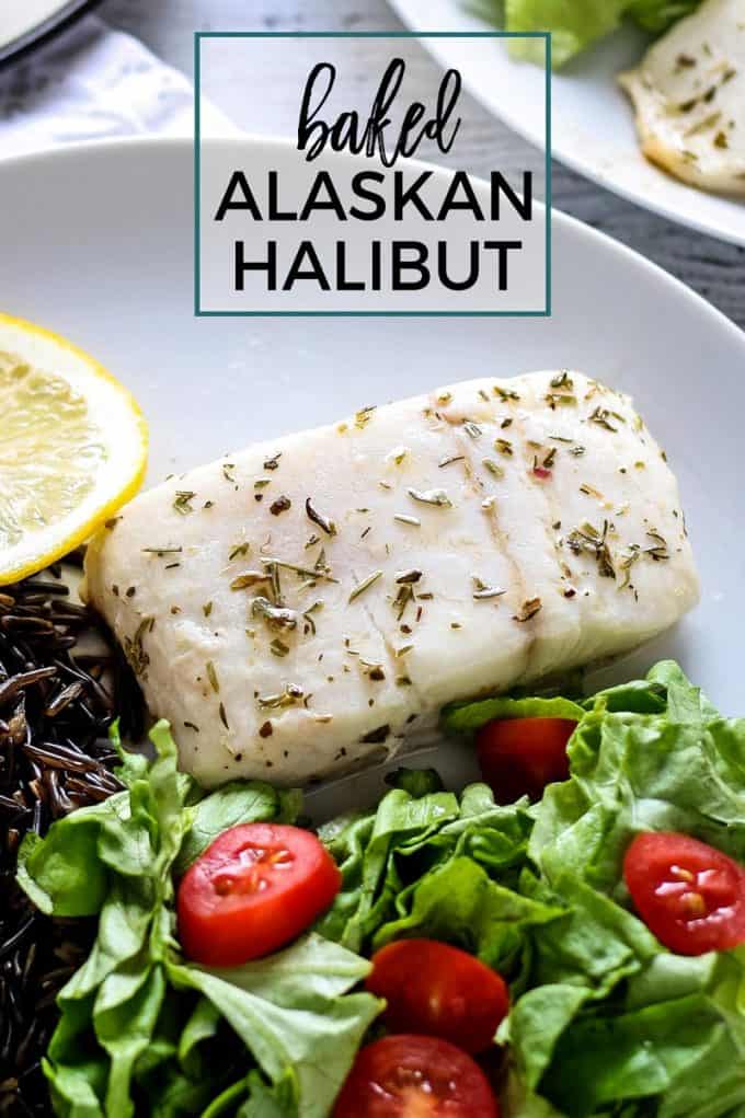 baked Alaskan halibut Pinterest image