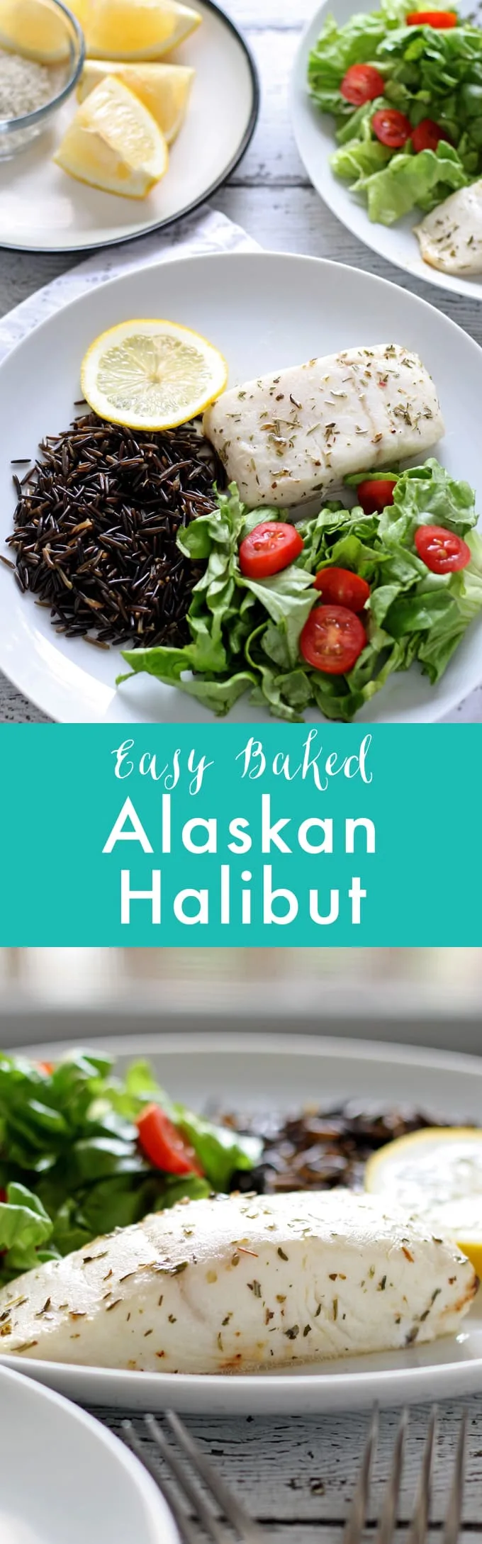 Easy Baked Alaskan Halibut - put this delicious fish dinner on the table in under 30 minutes! #WildAlaskaSeafood #30minutemeal