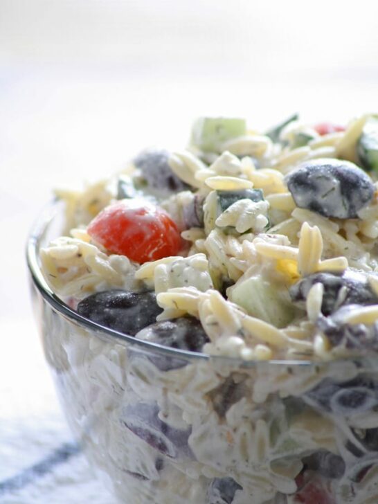 Greek Orzo Salad | www.honeyandbirch.com