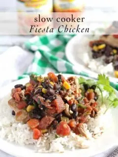 Slow Cooker Fiesta Chicken is crowd friendly and perfect for college hoops parties! #JustAddRotel #Ad