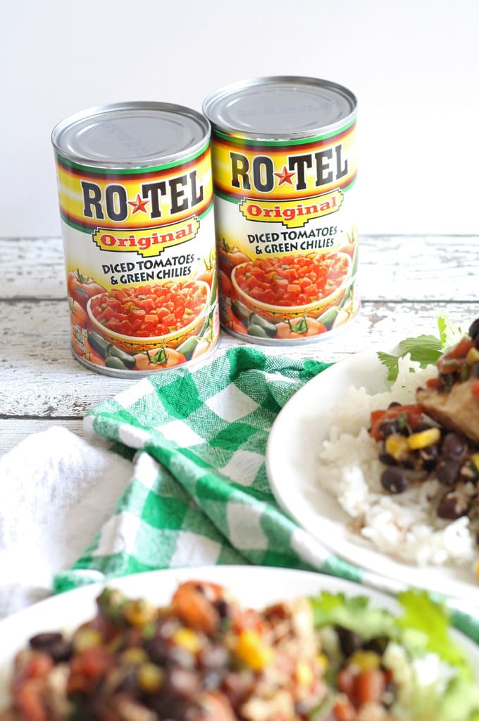Slow Cooker Fiesta Chicken is crowd friendly and perfect for parties! Or, throw it in the crockpot in the morning and on the family dinner table at night. | honeyandbirch.com
